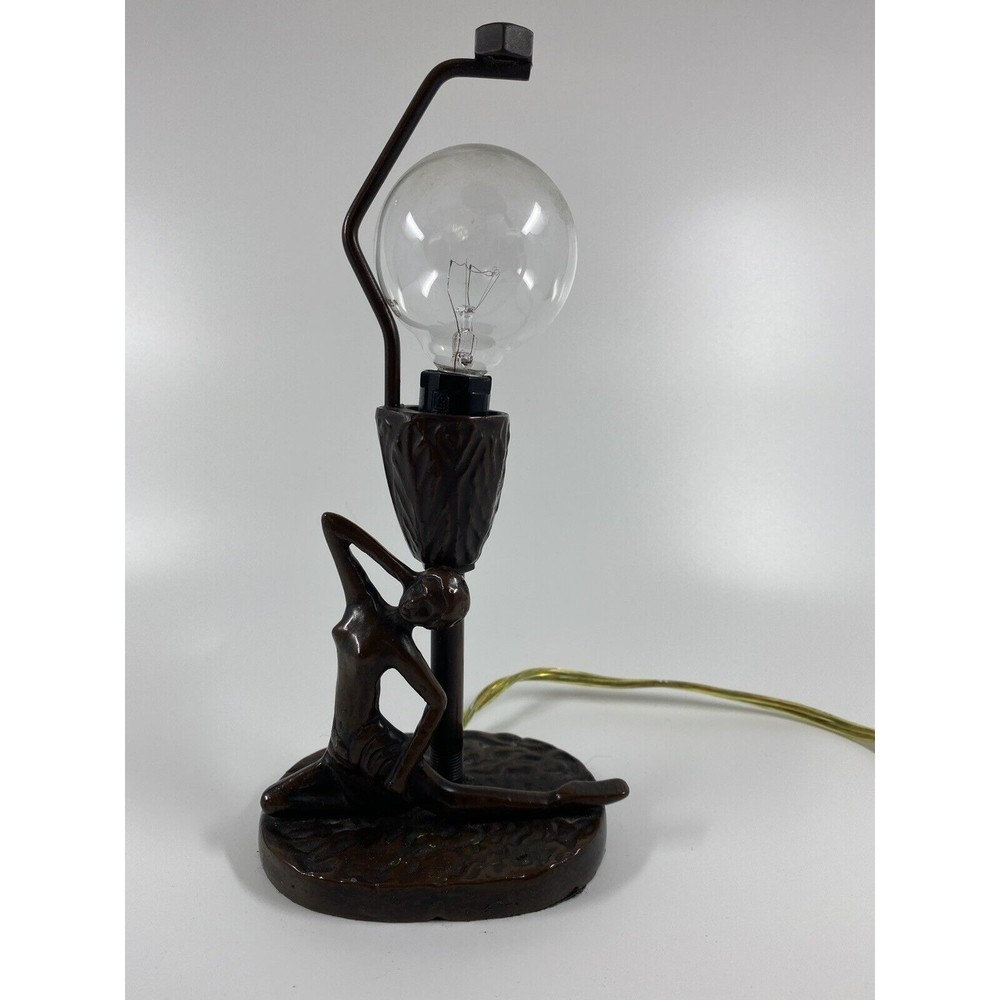 Bronze Woman Lamp Vintage Antique Rewired